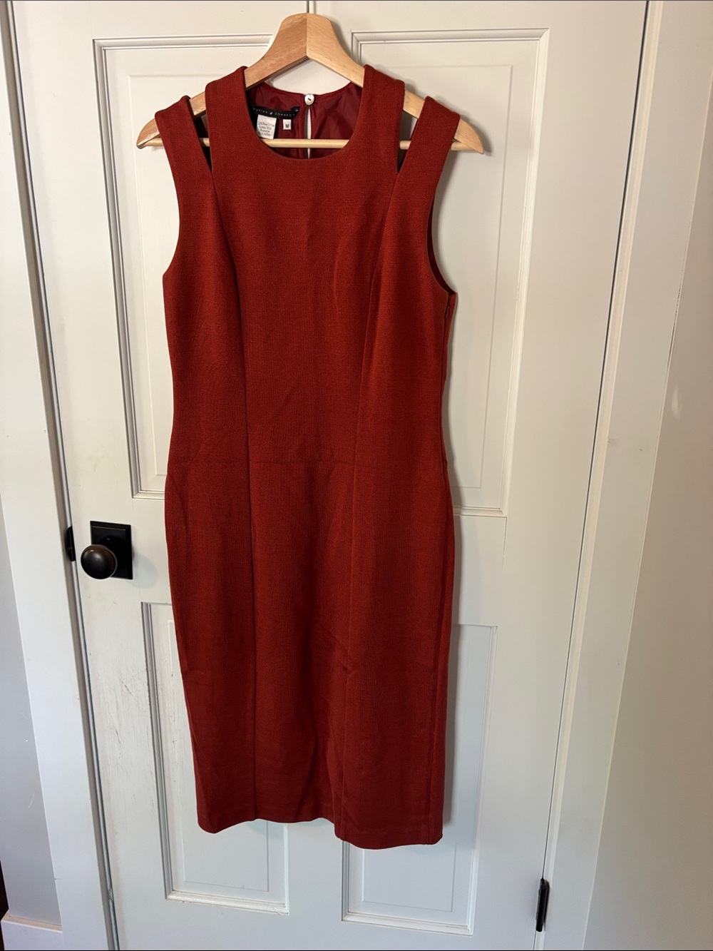 Peruvian Connection Brick Red Sleeveless Sheath Dress